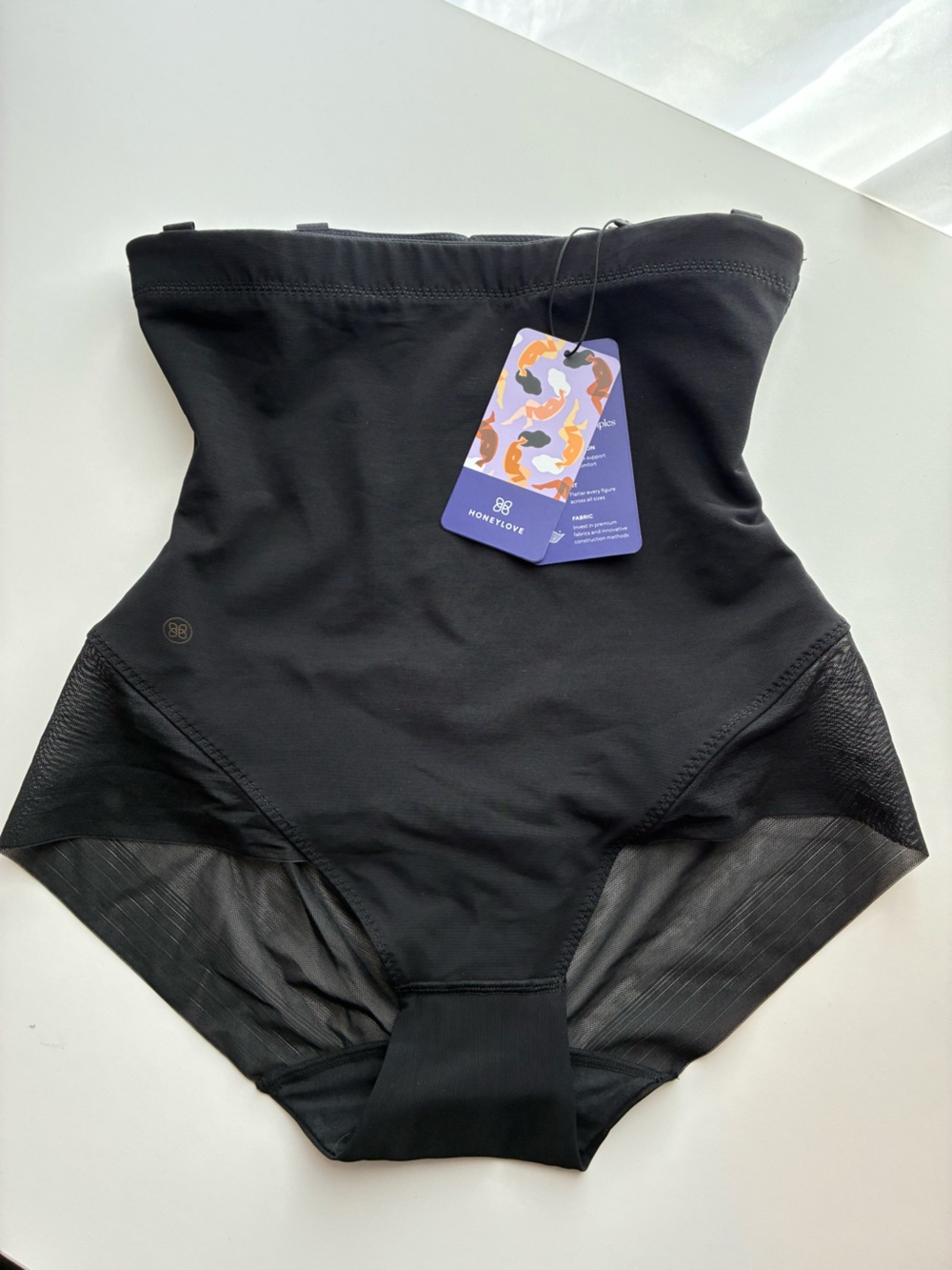Honeylove Black High-Waist Shaping Brief with Mesh Panels Small